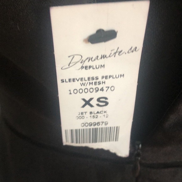 Ladies NWT Dynamite Sleeveless Peplum Top with Mesh - Size XS - Picture 7 of 8